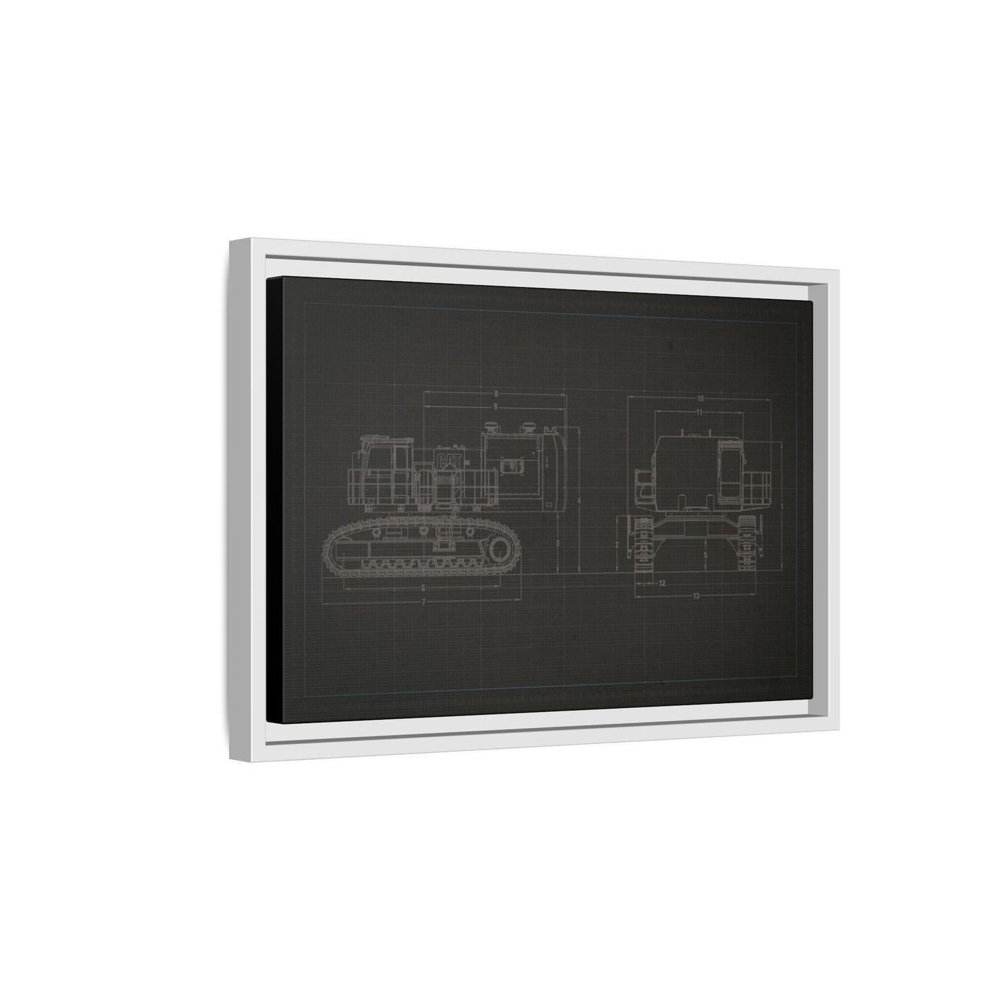 601 Excavator Drawing, Framed Wall Art on Canvas