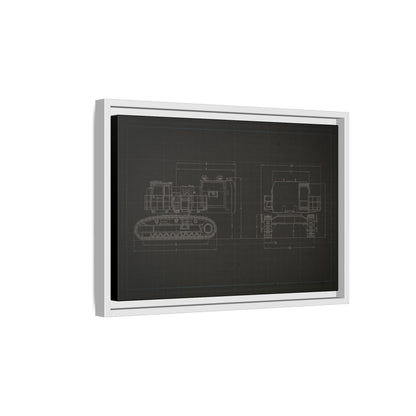 601 Excavator Drawing, Framed Wall Art on Canvas
