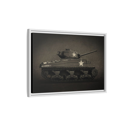 Vintage WWII  Sherman Tank, Double Star, Photo Wall Art on Framed Canvas