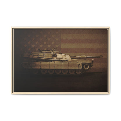 Patriotic Abrams M1 Tank | Framed Wall Art on Stretched Canvas