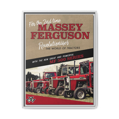 Massey Ferguson MF500 Revolution Vintage Advertisement  Framed Wall Art on Canvas | Vintage Farm Sign