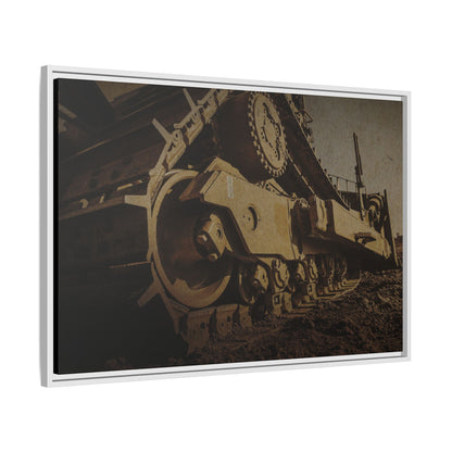 D8 Dramatic Dozer Track | Gold |  Framed Wall art on Stretched Canvas