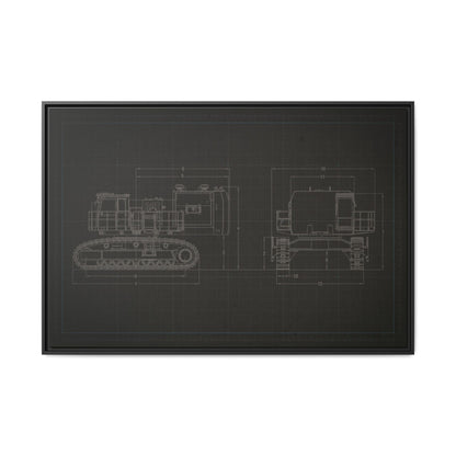 601 Excavator Drawing, Framed Wall Art on Canvas