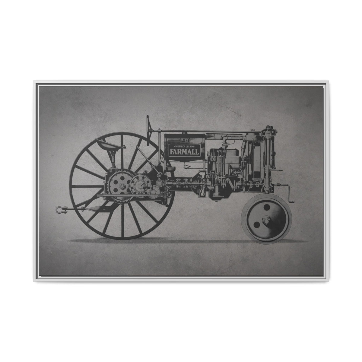 Vintage Farmall F-12 Mechanical Drawing | Light | Framed Wall Art on Canvas