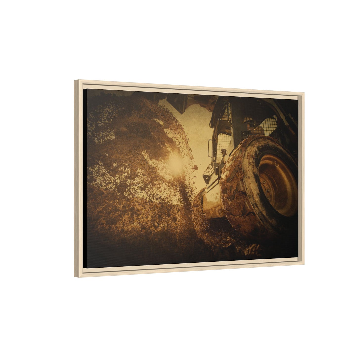 Boring Skid Steer Action | Framed Photo Wall Art on Canvas