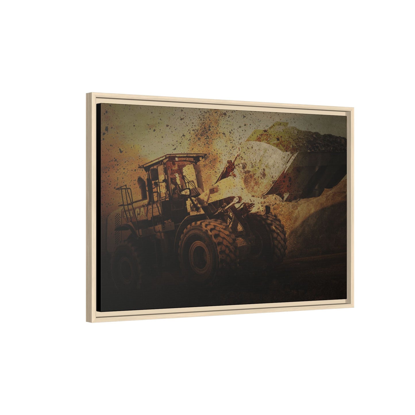 960K Dramatic Loader Action | Framed Wall Art on Stretched Canvas