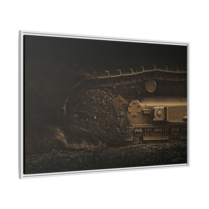 D7E Dozer Undercarriage Action | Framed Wall Art on Stretched Canvas