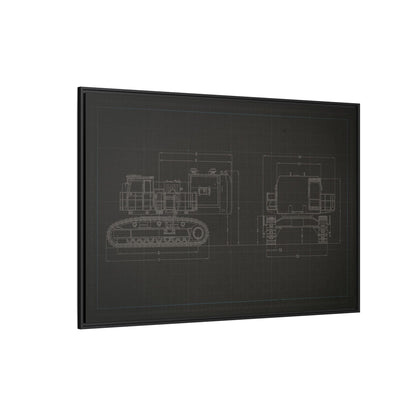 601 Excavator Drawing, Framed Wall Art on Canvas