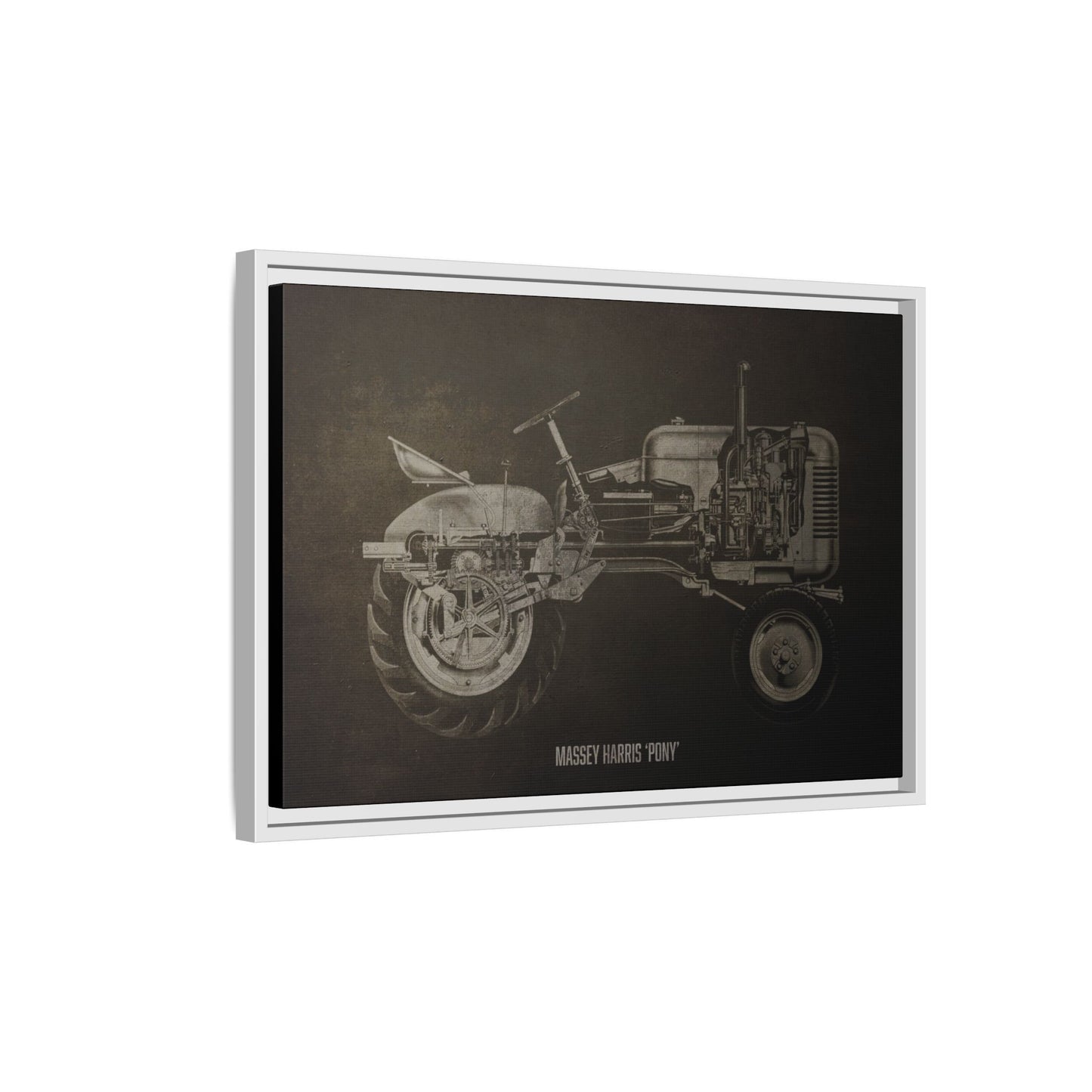 Vintage Massey Harris Pony Cutaway Drawing | Framed Wall Art on Stretched Canvas | Industrial Artwork
