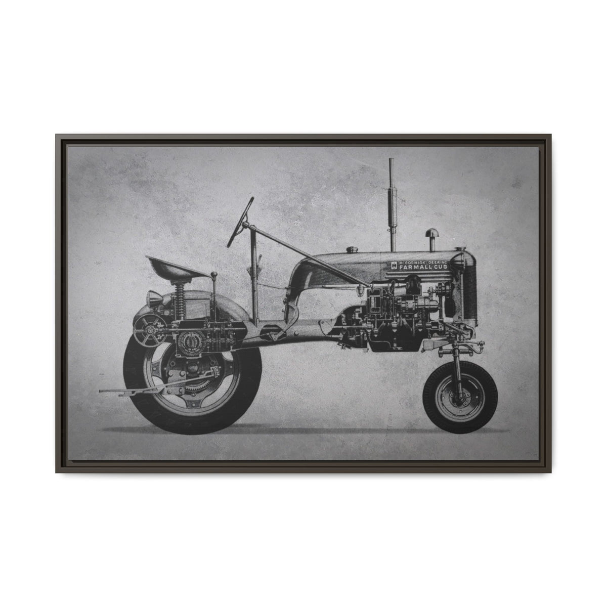 Vintage Farmall Pony Cutaway Drawing | Framed Wall Art on Canvas
