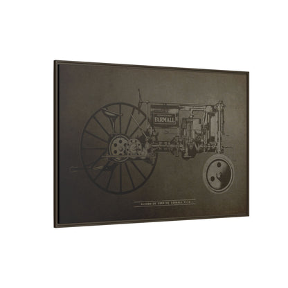 Vintage Farmall F-12 Mechanical Drawing | Framed Wall Art on Canvas