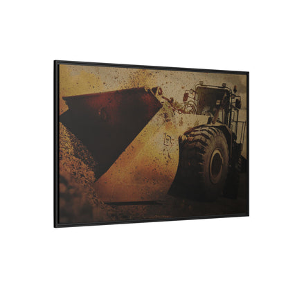Front Loader Bucket Action | Gold |  Framed Wall art on Stretched Canvas