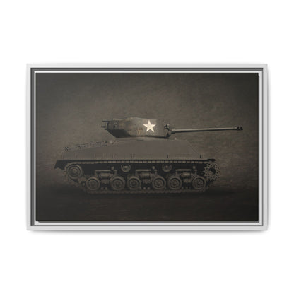 Vintage WWII  Sherman Tank, Single Star, Photo Wall Art on Framed Canvas