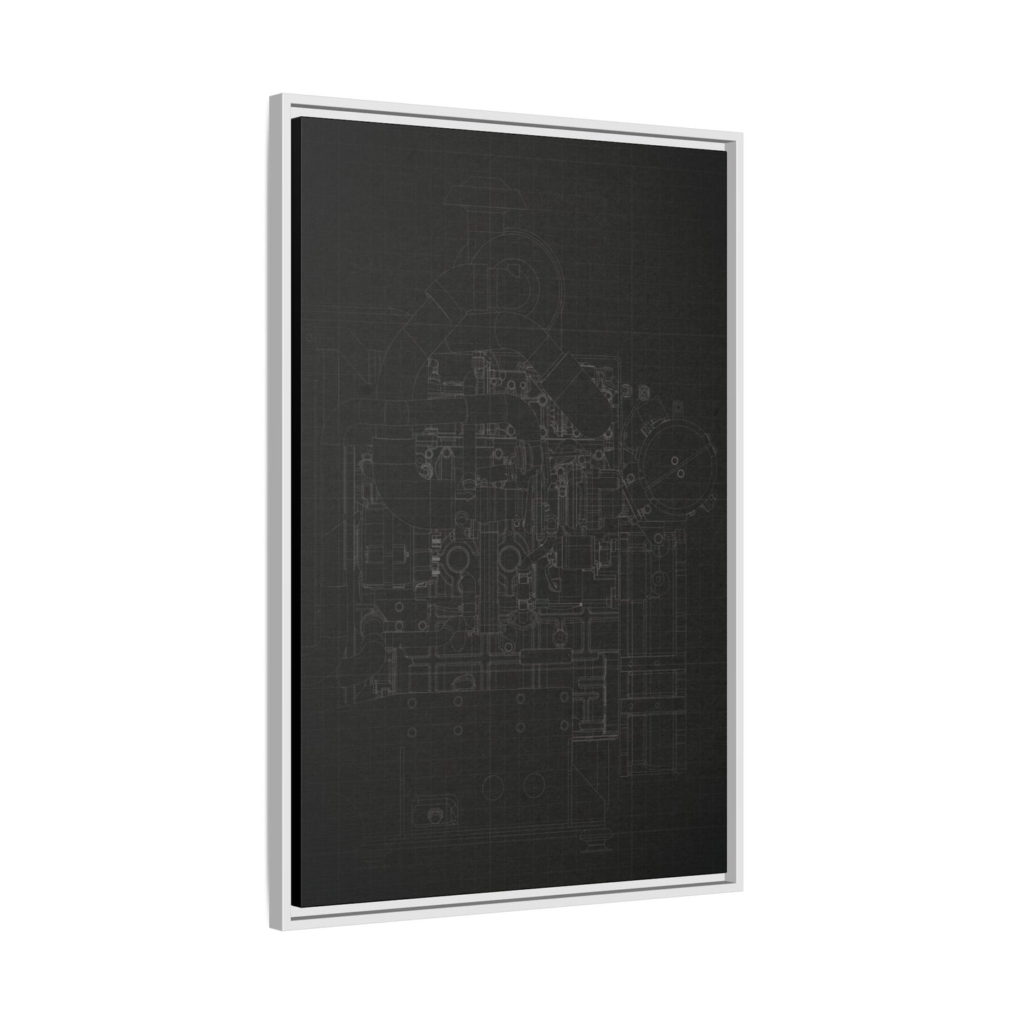Heavy Equipment Engine Schematic Drawing – Framed Wall Art on Canvas