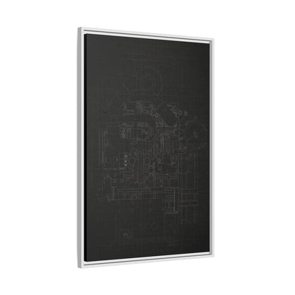 Heavy Equipment Engine Schematic Drawing – Framed Wall Art on Canvas