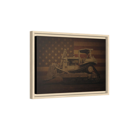 Patriotic D8N Classic Dozer | Framed Wall Art on Stretched Canvas
