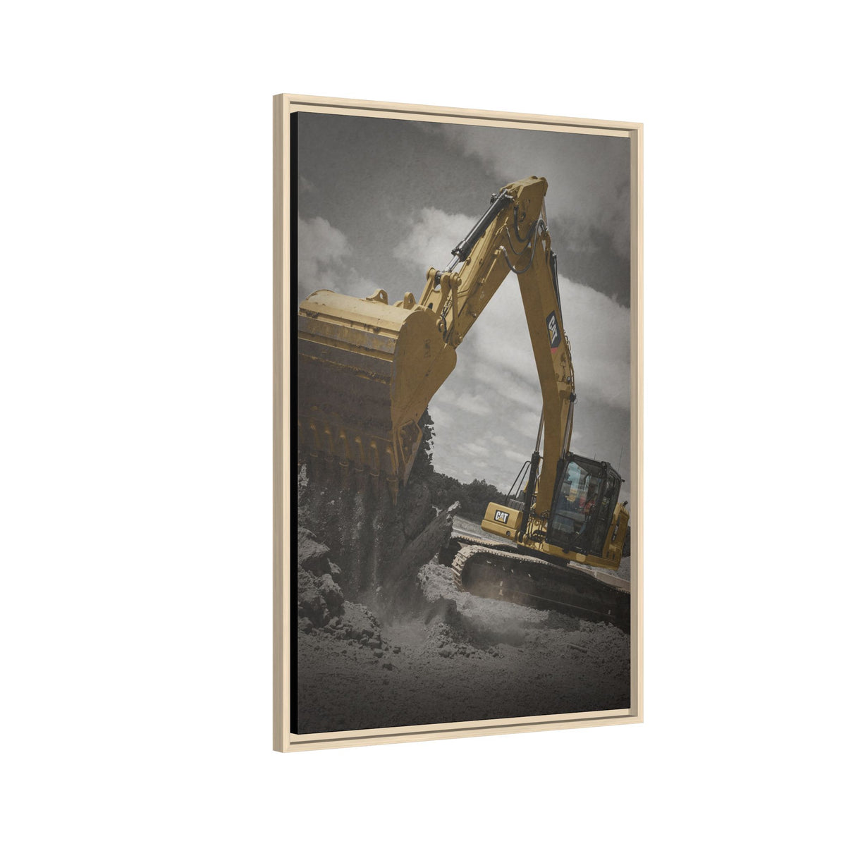 CAT 320 Excavator | Framed Wall Art on Stretched Canvas