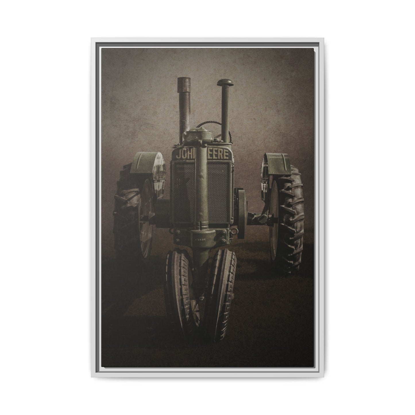 Vintage John Deere Model A Tractor Front View | Framed Wall Art on Stretched Canvas
