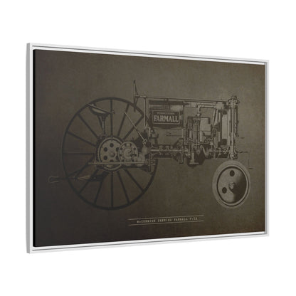 Vintage Farmall F-12 Mechanical Drawing | Framed Wall Art on Canvas