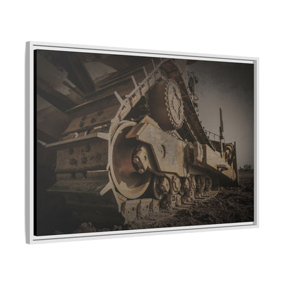 D8 Dramatic Dozer Track | Dark Gray |  Framed Wall art on Stretched Canvas