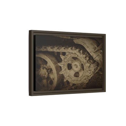 Treaded Tracks Close Up | Framed Wall Art on Stretched Canvas