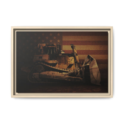 Patriotic D10T Classic Dozer | Framed Wall Art on Stretched Canvas