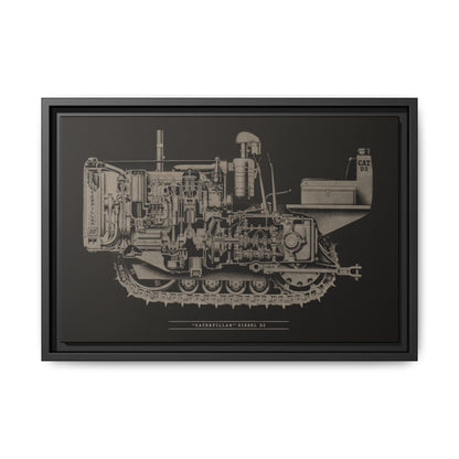 Vintage Caterpillar D2 Cutaway Drawing | Framed Wall Art on Stretched Canvas