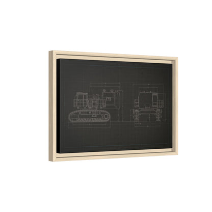 601 Excavator Drawing, Framed Wall Art on Canvas