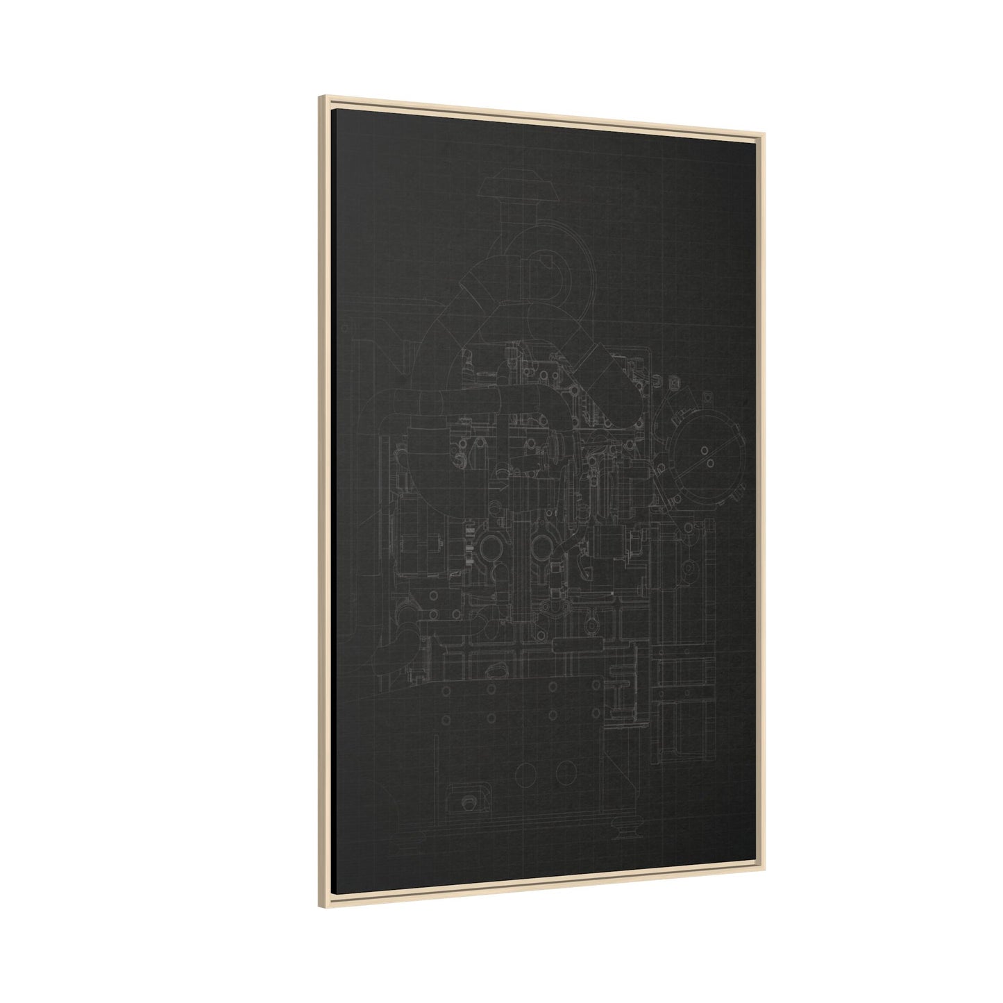 Heavy Equipment Engine Schematic Drawing – Framed Wall Art on Canvas