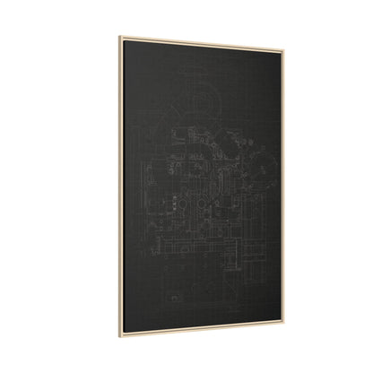 Heavy Equipment Engine Schematic Drawing – Framed Wall Art on Canvas