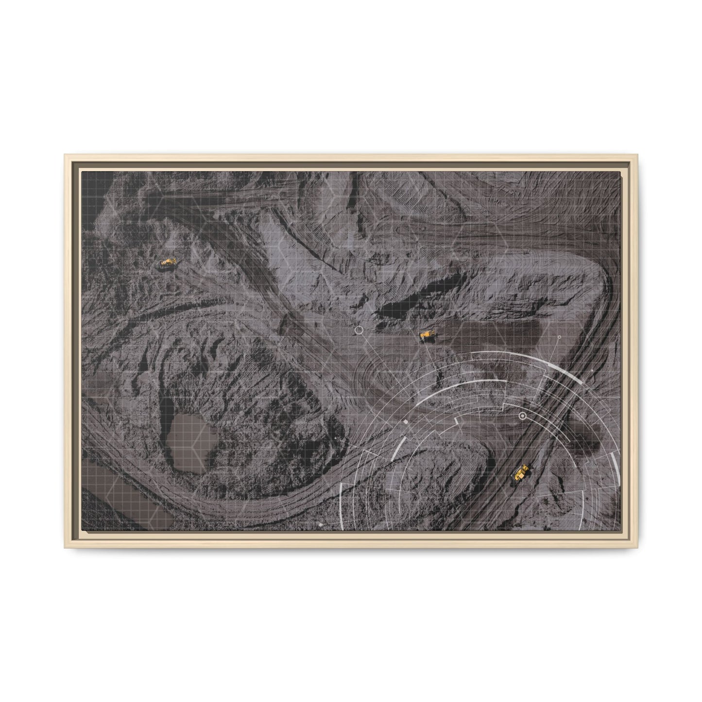 Drone Mining Construction Site - Photo Art Framed on Stretched Canvas