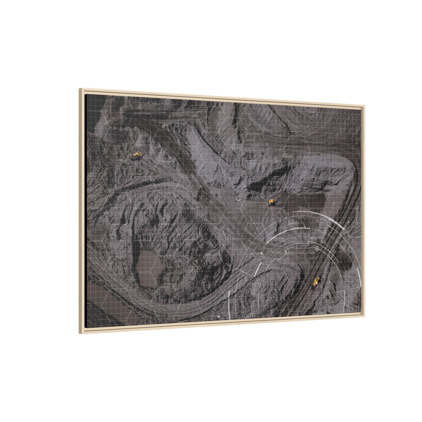 Drone Mining Construction Site - Photo Art Framed on Stretched Canvas