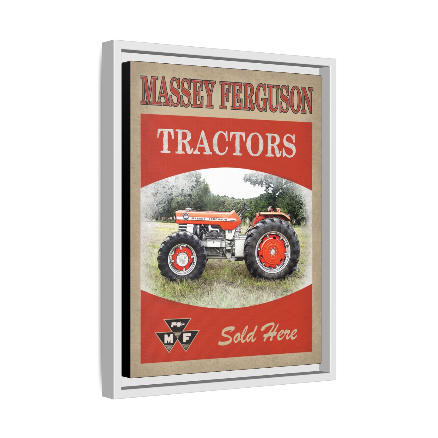 Massey Tractors Sold Here Vintage Advertisement Wall Art on Framed Canvas
