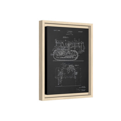 Vintage Dozer Rudiger Patent Drawing, Framed Wall Art on Canvas