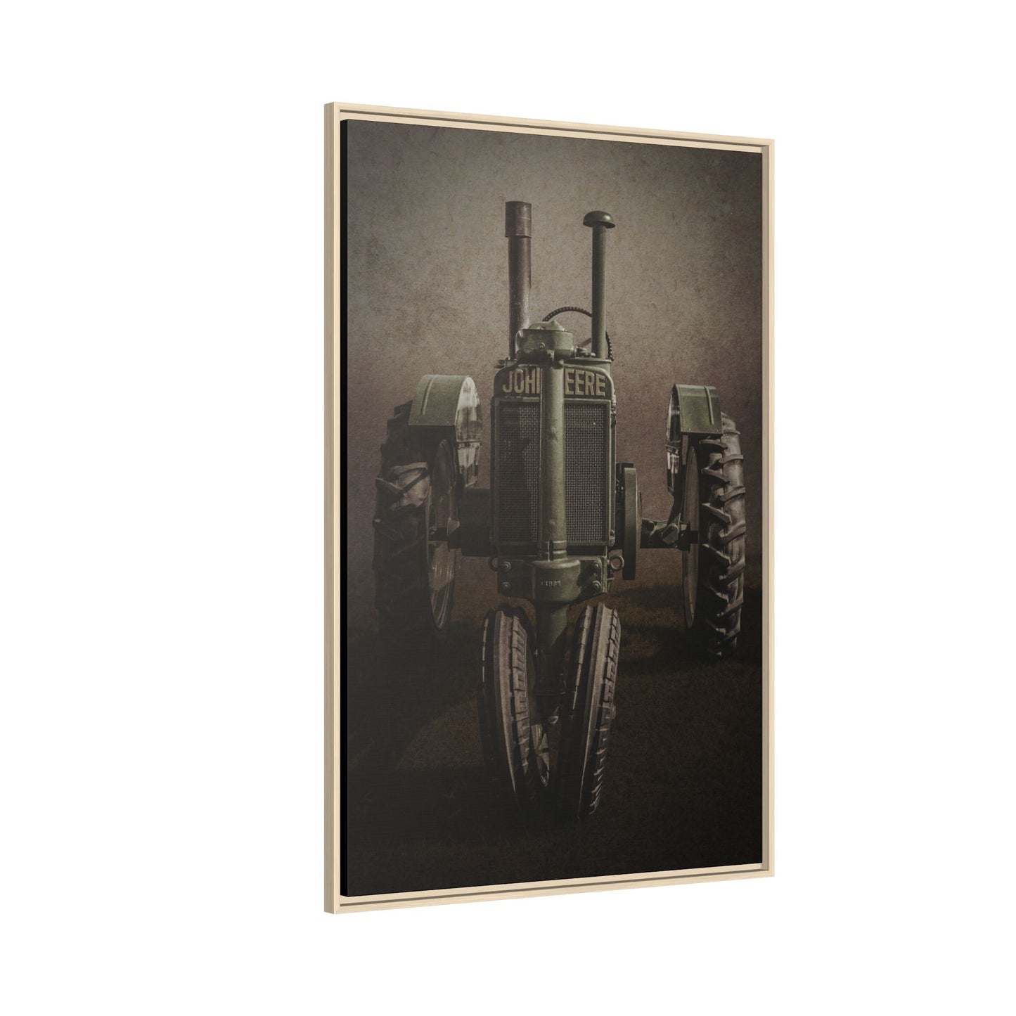 Vintage John Deere Model A Tractor Front View | Framed Wall Art on Stretched Canvas