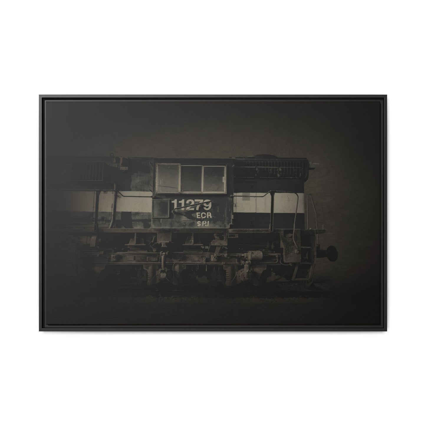 Vintage Diesel Locomotive Engine Matte Canvas Framed