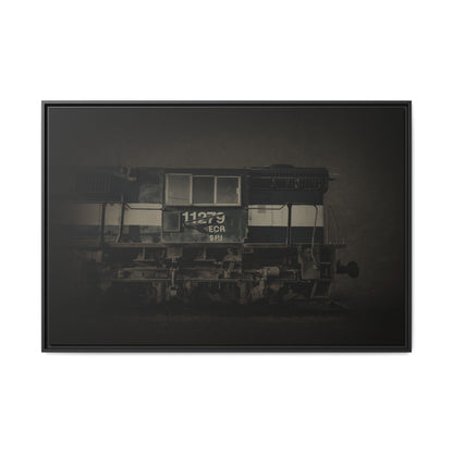 Vintage Diesel Locomotive Engine Matte Canvas Framed