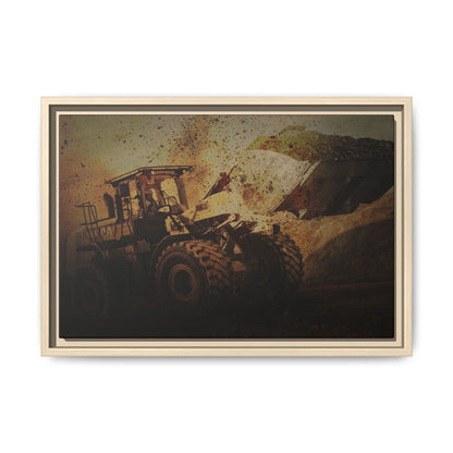 960K Dramatic Loader Action | Framed Wall Art on Stretched Canvas