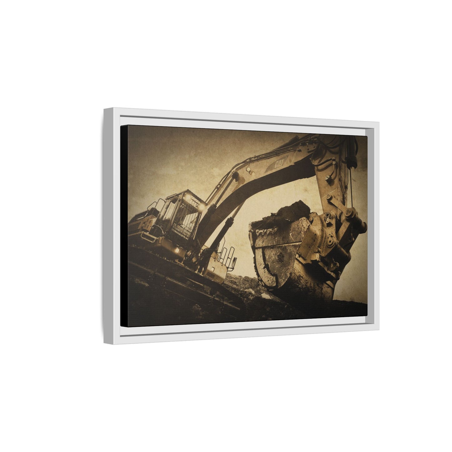 Reaching for Rocks Excavator  | Photo Art on Framed Canvas