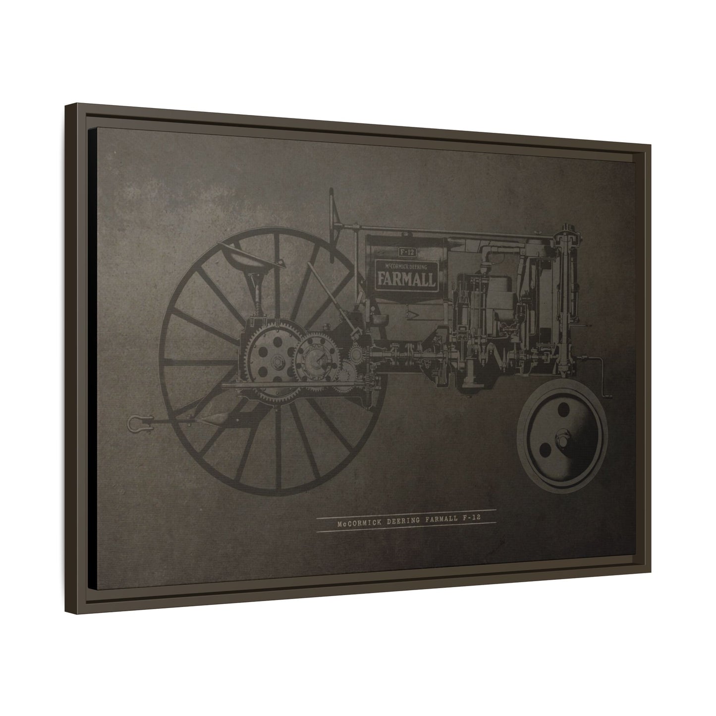 Vintage Farmall F-12 Mechanical Drawing | Framed Wall Art on Canvas