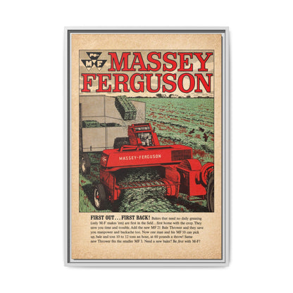 Massey Ferguson Tractor Poster Matte Canvas Framed | Vintage Farm Machinery Print