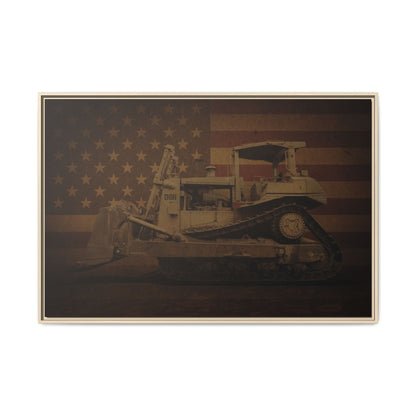 Patriotic D8N Classic Dozer | Framed Wall Art on Stretched Canvas