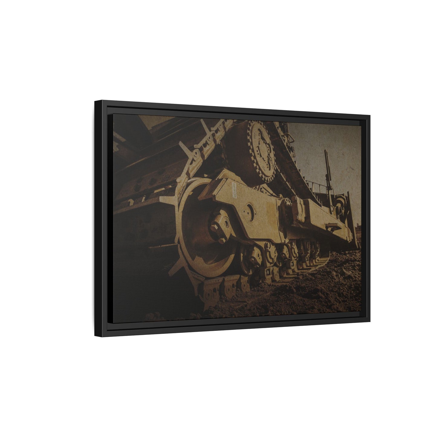 D8 Dramatic Dozer Track | Gold |  Framed Wall art on Stretched Canvas