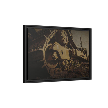D8 Dramatic Dozer Track | Gold |  Framed Wall art on Stretched Canvas