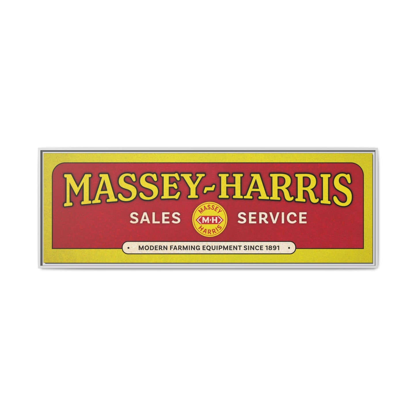 Vintage Massey Harris Dealership Sign | Framed Wall Art on Stretched Canvas
