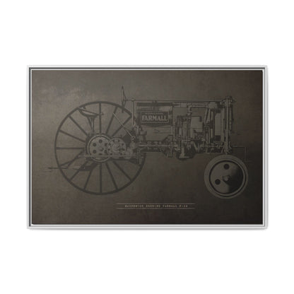 Vintage Farmall F-12 Mechanical Drawing | Framed Wall Art on Canvas