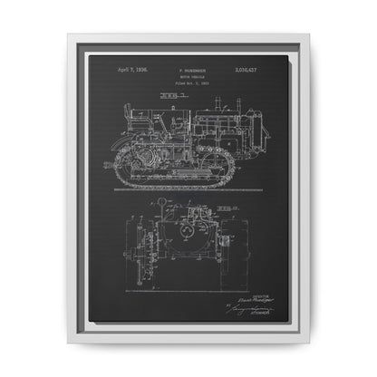 Vintage Dozer Rudiger Patent Drawing, Framed Wall Art on Canvas