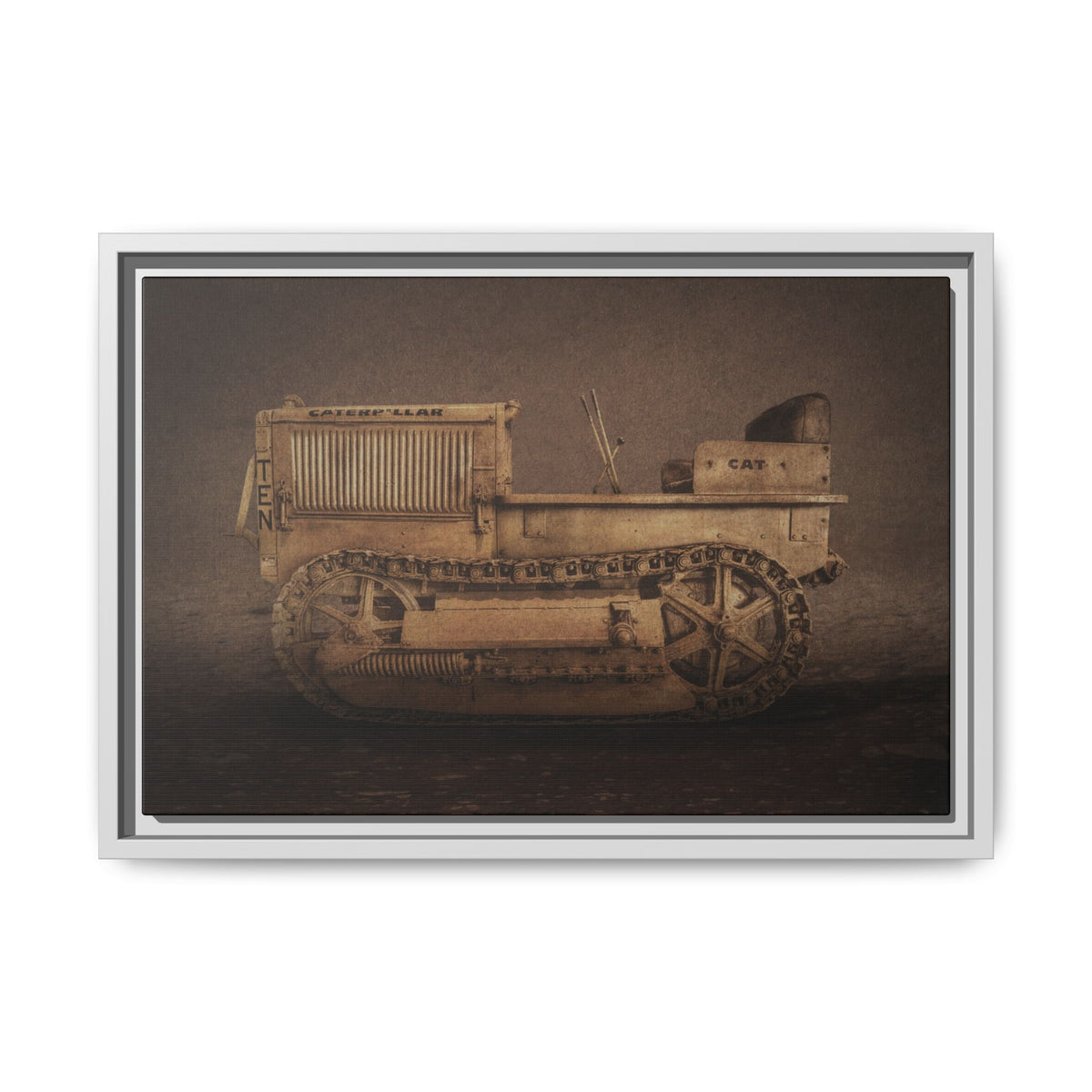 Vintage CAT 10 'TEN' Crawler | Framed Wall Art on Stretched Canvas