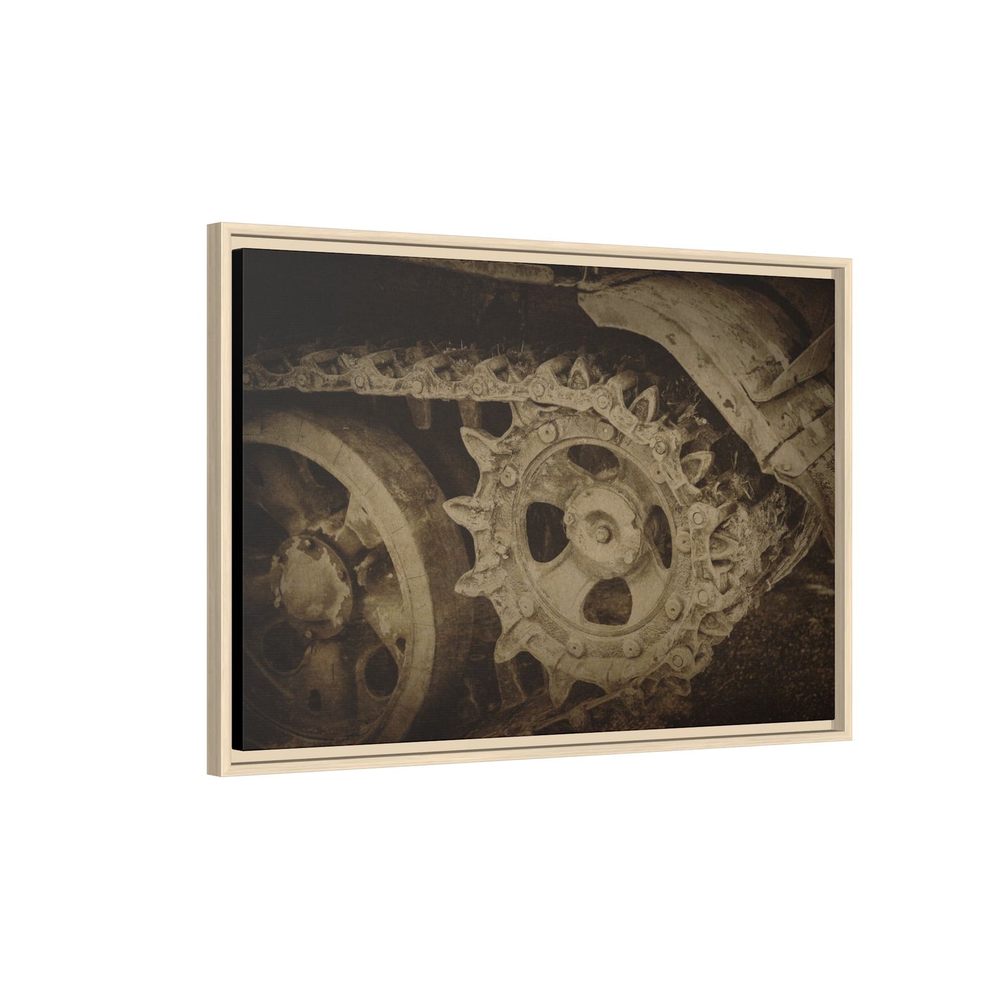 Treaded Tracks Close Up | Framed Wall Art on Stretched Canvas