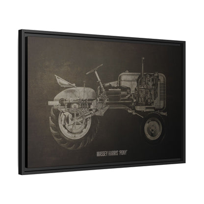 Vintage Massey Harris Pony Cutaway Drawing | Framed Wall Art on Stretched Canvas | Industrial Artwork